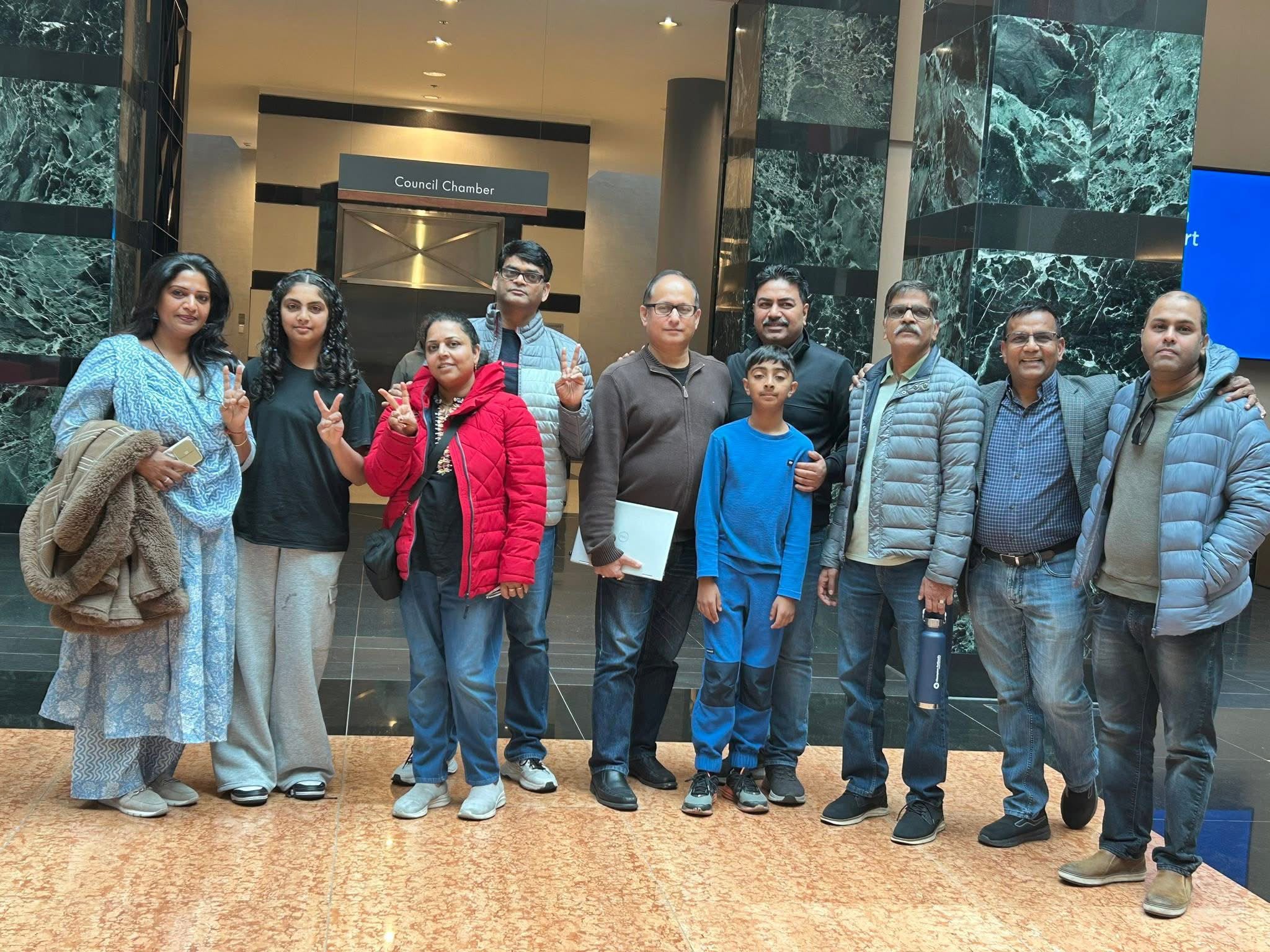 Community supporters at Mississauga Council Chambers showing their support